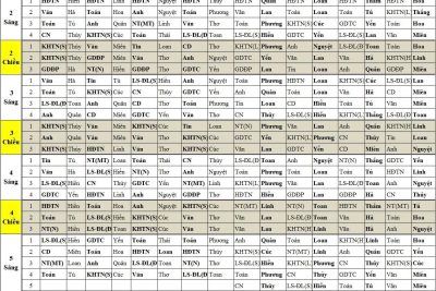 Thời Khóa Biểu HK 2